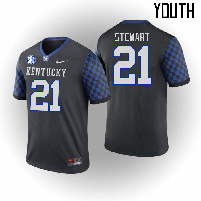 Youth #21 Andre Stewart Kentucky Wildcats College Football Jerseys Stitched Sale-Black